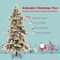 Costway 7 FT Flocked Christmas Tree Hinged Xmas Decoration with 420 LED Lights & 1057 Tips